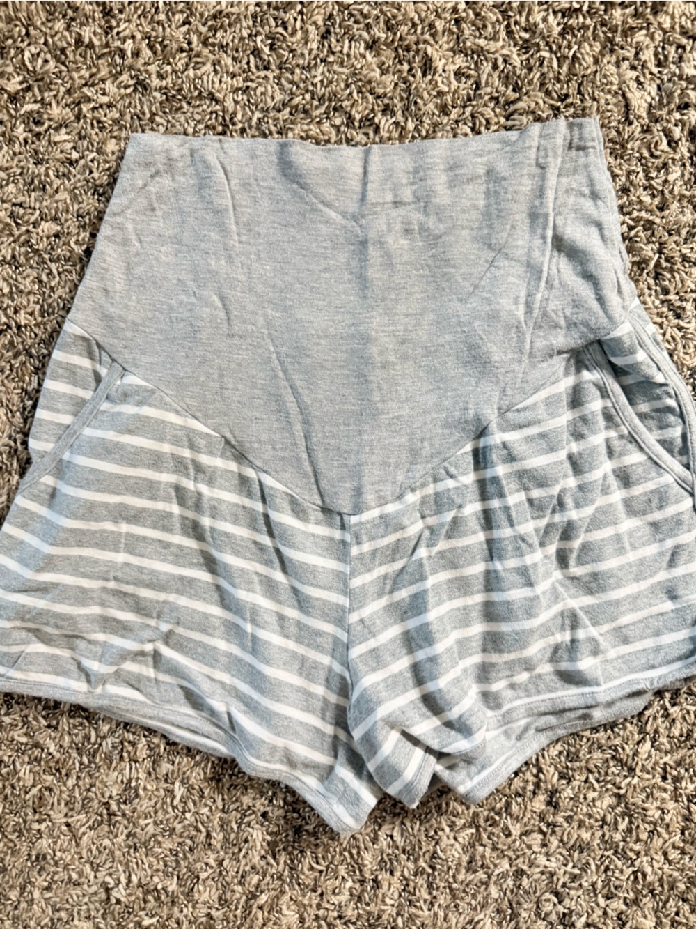 Light Gray Striped Women’s Short Sleeve maternity shirts